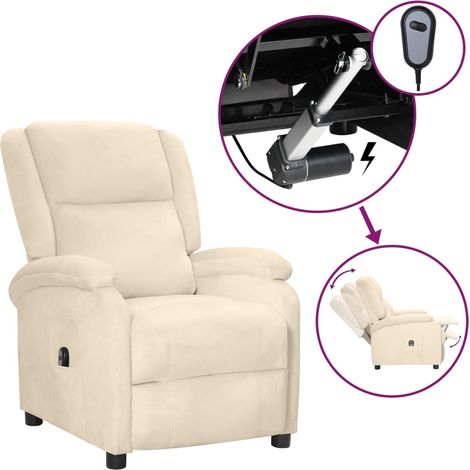 Fauteuil inclinable électrique Fauteuil Relax - Fauteuil Salon Crème Velours BV891021 - BonneVie (1/5)