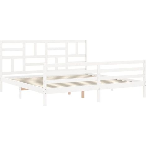Bed Frame without Mattress White Super King Size Solid Wood vidaXL (1/5)