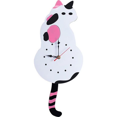Horloge murale pour salon, horloge à motif chat, horloge à bascule, horloge à quartz, pendentif pour la maison (Chats) (1/4)