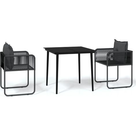 Ensemble à manger de jardin 3 pcs Mobilier de jardin Noir (1/5)