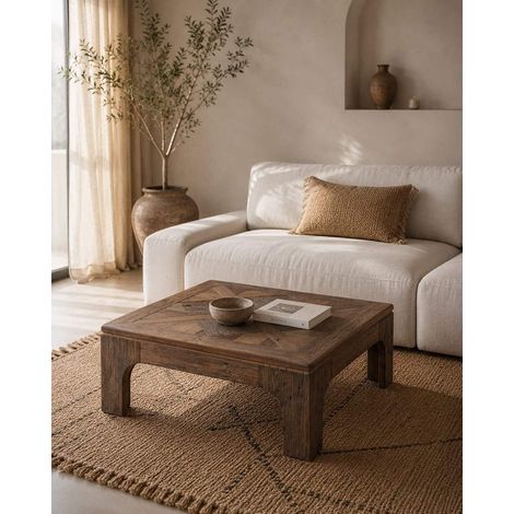 Alma - Table basse carrée en bois massif de manguier (1/5)