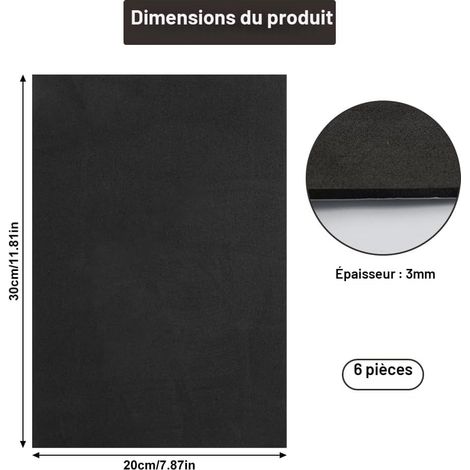 6 láminas de espuma autoadhesivas de 3 mm, 20x30 cm, color negro, antivibración, espuma protectora suave y duradera para la protección de muebles.