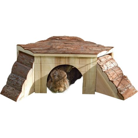 KERBL Maison Nature avec rampe pour rongeurs - 37x37x16cm (1/3)