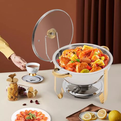 Plaque chauffante ronde en acier inoxydable 5L pour cafétéria et restauration , Plaque chauffante portable pour aliments (1/5)