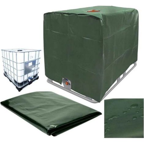 1 bâche de réservoir, 120x100x116 cm, anti-UV et anti-pluie, pour cuve IBC 1000 L, verte, résistante (1/4)