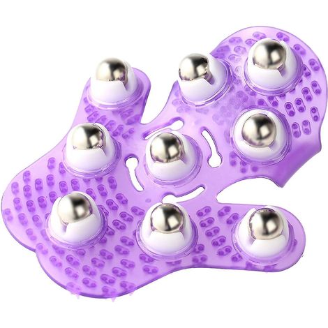 Handflächenförmiger Massagehandschuh mit 9 um 360° drehbaren Metallrollen, zur Linderung von Muskelschmerzen (1/5)