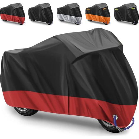Housse de protection pour moto et scooter – Imperméable – Taille XXL – 245 × 105 × 125 cm – Rouge et noir (1/4)