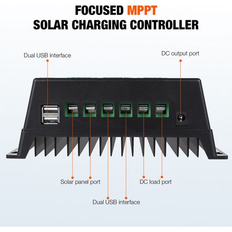 100-A-MPPT-Solarladeregler für 12/24/36/48-V-Lithium-Säure-Batterien in Wohnmobilen, LCD-Display, zwei USB-Anschlüsse, intelligentes Reglerzubehör