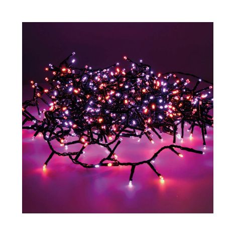 GUIRNALDA LED COMPACT PARPADEANTE EXTERIOR MORADO Y NARANJA 16m 500 LEDS CABLE NEGRO