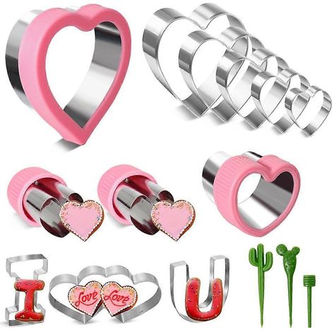 Ensemble de 15 emporte-pièces en forme de cœur, 9 tailles différentes, en acier inoxydable, pour la Saint-Valentin (1/4)