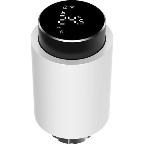 Vanne thermostatique intelligente pour radiateur – Affichage LED, programmable via appli & commande vocale, compatible maison connectée (1/5)