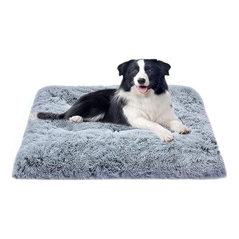 Panier pour Chien de Taille Moyenne, Coussin Lavable, adapté aux niches, Tissu Peluche Doux, Base antidérapante, Tapis Matelas résistant à la Pression.Gris (1/5)