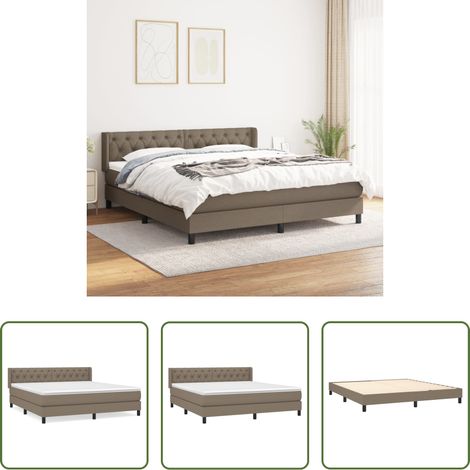 vidaXL Kopfteil - Boxspringbett mit Matratze Taupe 160x200 cm Stoff (1/5)