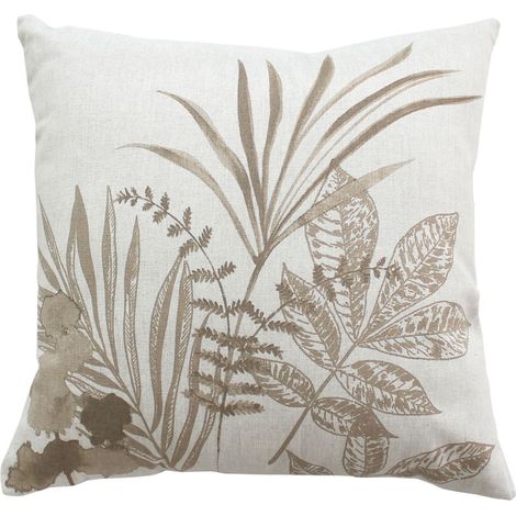Coussin carré motif nature Ecru 40x40 cm (1/2)
