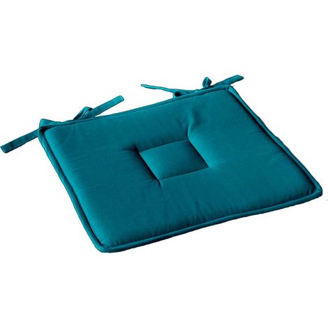 Galette de Chaise Uni "Panama" 40x40cm Bleu Canard