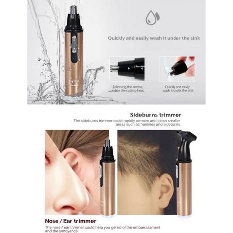 Tondeuse électrique 2 en 1 Cheveux Barbe rouflaquettes Rasage Poils du Corps Nez Oreille Professionnelle Visage Coupe-Soins (1/4)