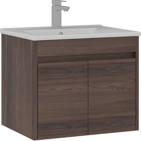 Mobile lavabo "Side 65 v2" - 65 x 45 x 52 cm - Noce scuro (1/3)