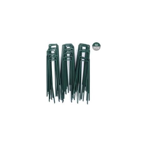Paillage pour plante,50pcs Piquets de Fixation pour Jardin, Pelouse Agrafes en Forme de U pour Bâche Anti-Mauvaises Herbes, Galvanisés à Chaud (150 mm de Hauteur) (1/5)