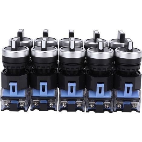 Lot de 10 sélecteurs rotatifs autobloquants à 3 positions BEM38-20X/31, 22 mm (1/4)