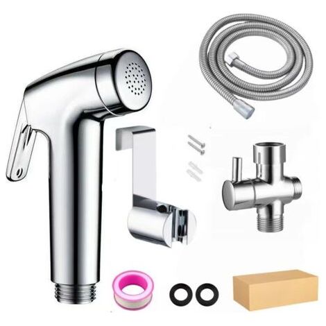 Badezimmer-Set + Dreiwege-Armatur, einzelne 1/2"-Spritzpistole, verchromtes Badezimmer-Spritzpistolen-Set (1/3)