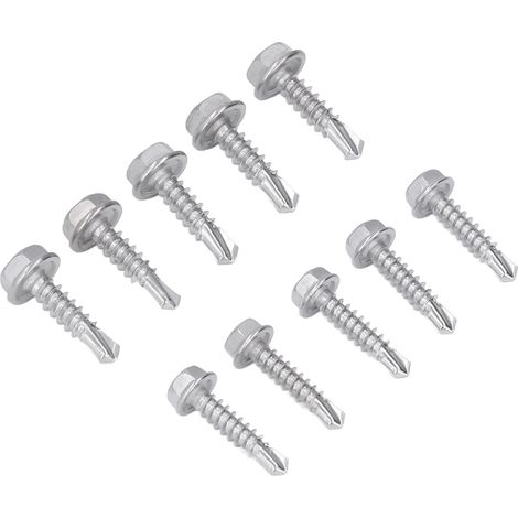 100 Stück selbstbohrende Schrauben 4,2 x 19 mm 4,8 x 19 mm 401 Edelstahl Sechskant-Selbstschneidschrauben (1/5)