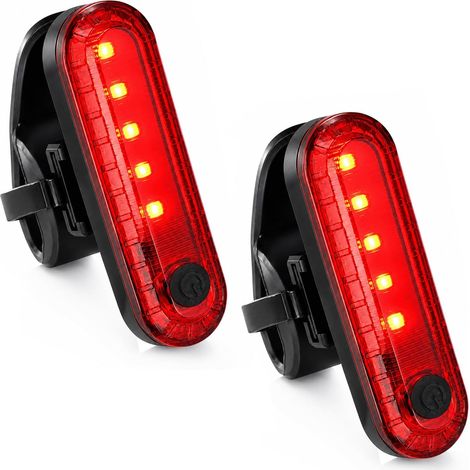 2er-Pack Fahrradrücklicht, USB-wiederaufladbares Fahrradrücklicht, ultrahell, 4 Modi, wasserdichtes LED-Sicherheitswarnlicht, LED-Fahrradlampe für Radfahren, Mountainbiken usw. (1/5)