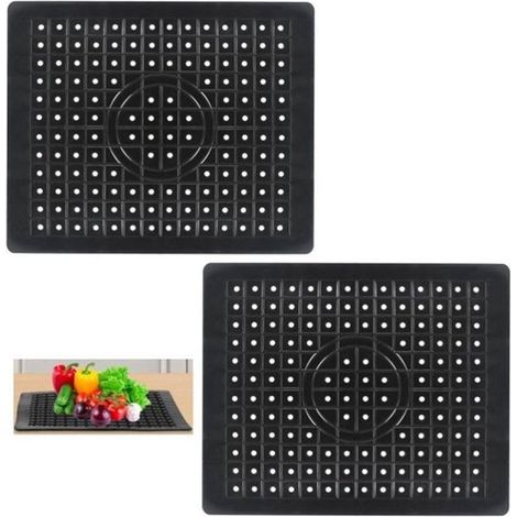 Set di 2 tappetini per lavello/tappetini 31x26 cm. Tappetini protettivi rettangolari in gomma per il fondo del lavello. (1/5)
