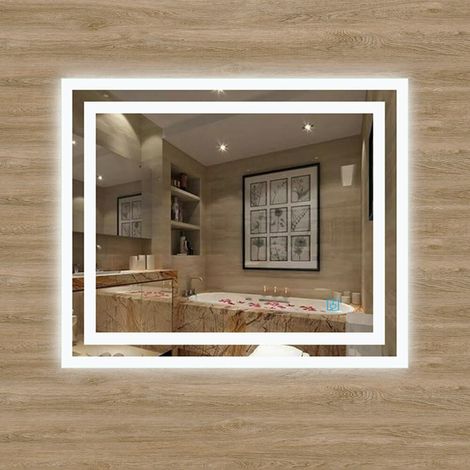 LED Bathroom Mirror with Light Touch Switch Demister Pad Mains Power Mirrors Vertical & Horizontal 800x600mm