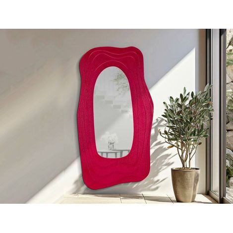 Dmora - Espejito Pregola, Espejo, Objeto de decoración de pared, Decoración de espejo, 90x4 h165 cm, Fucsia (1/5)
