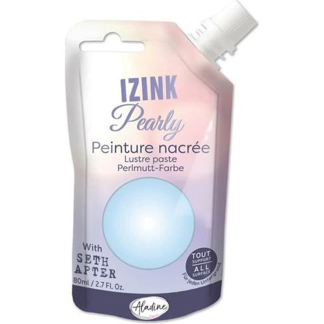 Peinture - Izink - Pearly - Bleu gris - 80ml - Nacré - Acrylique