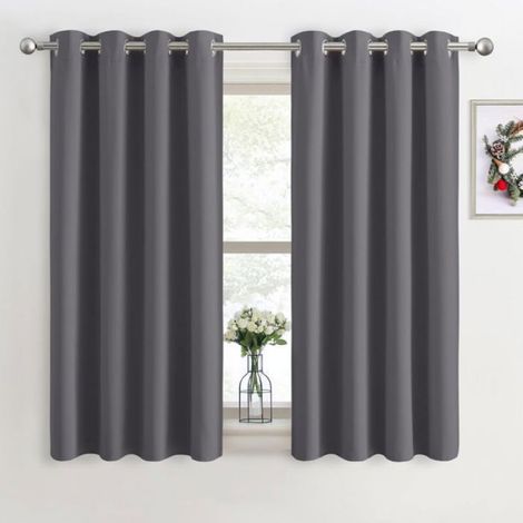 Rideau Extérieur et Intérieur opaques avec œillets, jardin patio balcon étanche 132 x 274cm Gris foncé 1 Panneau (1/4)