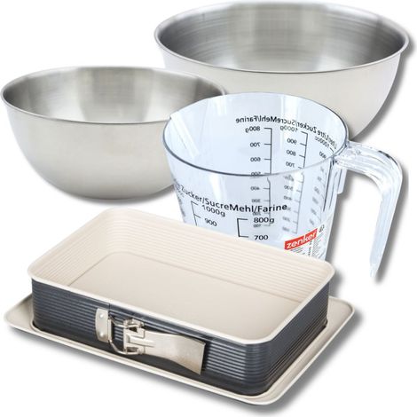 Set pâtisserie avec moule à charnière 28 x 18 cm, 2 bols à mixer, verre mesureur et spatule Zenker (1/5)
