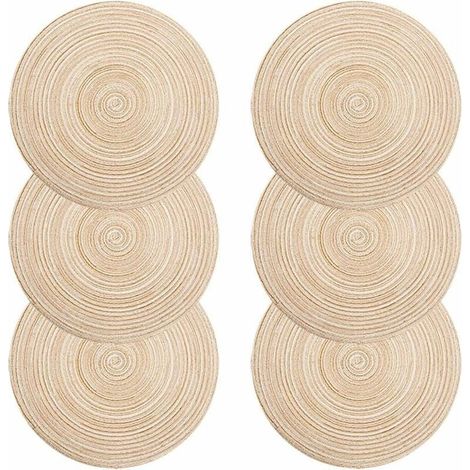 Lot de 30 sets de table ronds 35cm – Polypropylène tressé lavable – Résistants à la chaleur jusqu'à 70°C – Antidérapants, ivoire