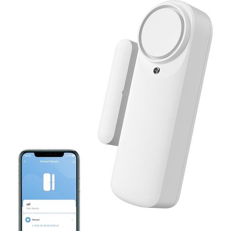 Capteur intelligent WiFi pour portes et fenêtres avec alarme de contact - blanc - sécurité sans fil, notifications push (1/5)