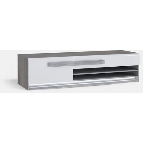 Porta TV da appoggio moderno rovere e LED integrato 160x40 Attention (1/5)