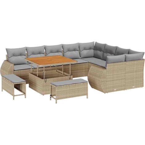Maison Exclusive - Set Divano da Giardino con cuscino 12 pcs Beige e Grigio Chiaro