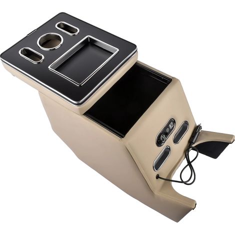 Armlehnenbox, USB-Ladeanschlüsse, LED-Umgebungsbeleuchtung, Beige (1/2)