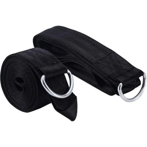 Cinghie per amaca, kit di sospensione per altalena da albero da 2 metri, cinghie resistenti con moschettoni, portata fino a 1000 kg (nero, 2 pezzi) (1/5)