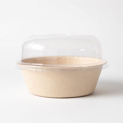 Bol kraft jetable 260 ml, forme baignoire, couvercle transparent