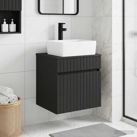 vidaXL Mobile lavabo da parete Nero 49 x 41 x 63 cm