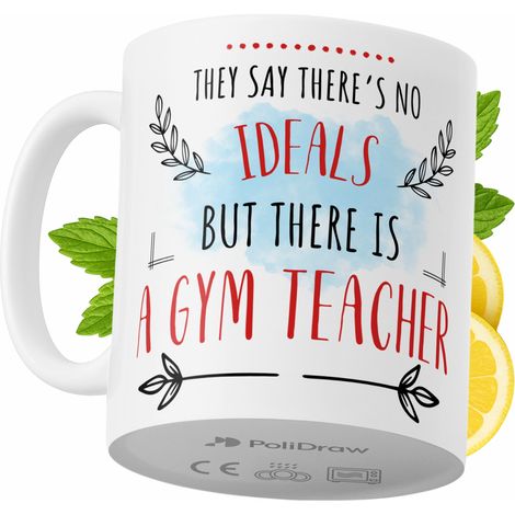 Mug humoristique pour prof de gym, avec un texte amusant et un design graphique original. Idéal pour les anniversaires, les fêtes et les jours fériés. Mug premium pour toutes les occasions spéciales, 