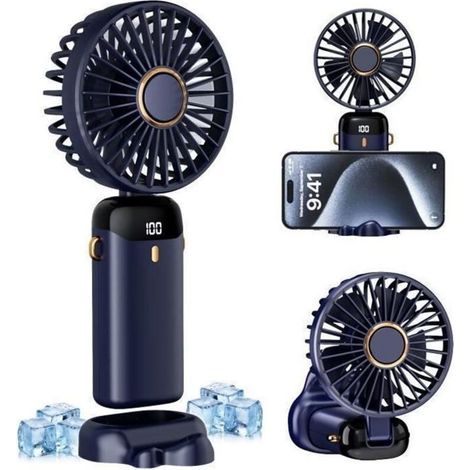 Ventilateur portable 5 en 1 - YAEFDD - Mini ventilateur - 2500 mAh - 5 vitesses - Pliable à 90°