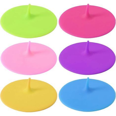 Lot de 6 couvercles en silicone pour tasses et verres, protection anti-poussière, réutilisables. (1/5)