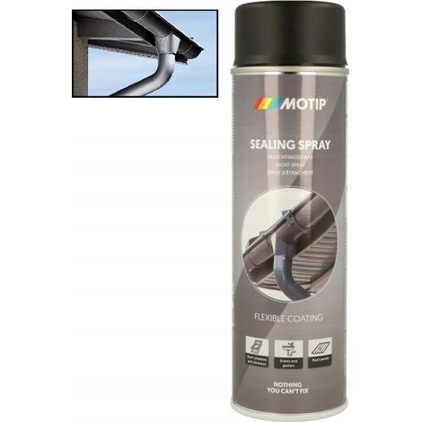 Motip Spray d'étanchéité en caoutchouc pour gouttières, cheminées et toitures 500 ml Noir (1/3)