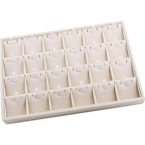 Bandeja organizadora de joyas LoveinDIY, color beige, con 24 compartimentos para collares.