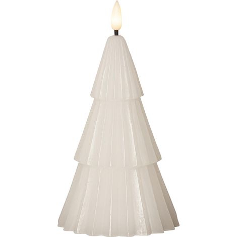 Star Trading Bougie Grany, sapin, blanc, bougie ronde, LED, minuterie, blanc chaud, 18 cm