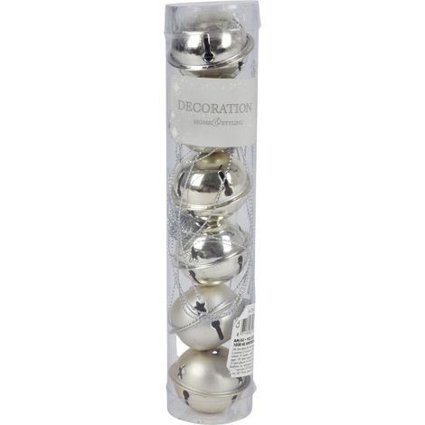 Weihnachts-Glöckchen Baumschmuck 6er Set Anhänger matt&glänzend ø 4cm Dekoration - silber (1/2)