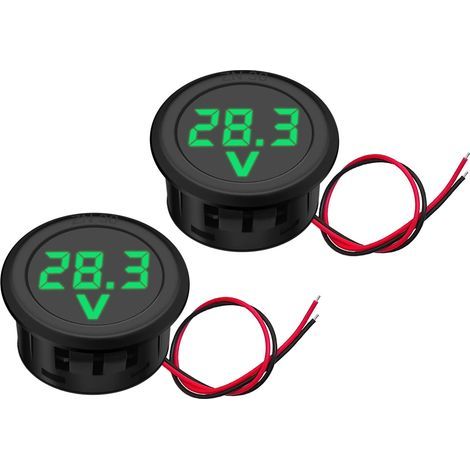 2Pcs 5V-100V Voiture DC Numérique LED Voltmètre Affichage Étanche DC Tension Affichage pour Moto, Bateau, Camion, Caravane(Vert) (1/5)