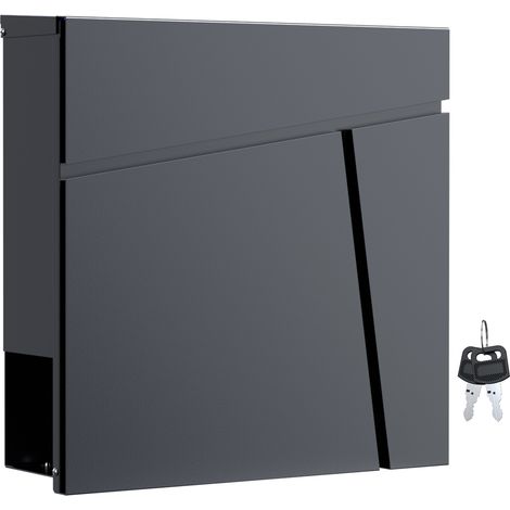 Wiltec Cassetta postale con vano portagiornale V23 antracite 370 x 102 x 370 mm