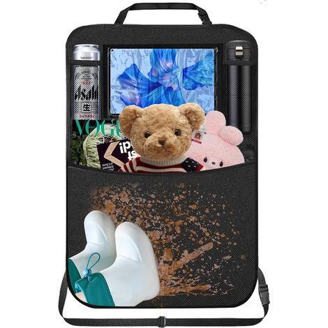Protector de respaldo para asiento de coche para niños, tela Oxford 600D, impermeable y resistente a las manchas, organizador de asiento de coche para guardar las pertenencias de los niños, protector  (1/5)